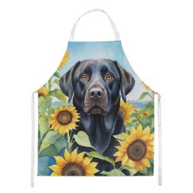 Labrador Retriever in Sunflowers Apron Cooking Kitchen Server Baking Crafts Gardening for Adult Women Men, Unisex, Large, Multicolor