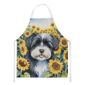 Havanese in Sunflowers Apron Cooking Kitchen Server Baking Crafts Gardening for Adult Women Men, Unisex, Large, Multicolor