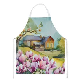Louisiana Magnolias in Watercolor Apron Cooking Kitchen Server Baking Crafts Gardening for Adult Women Men, Unisex, Large, Multicolor
