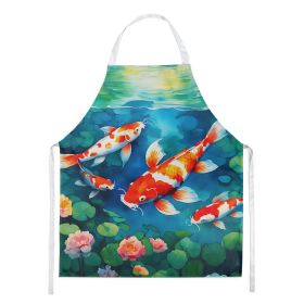 Koi Fish Apron Cooking Kitchen Server Baking Crafts Gardening for Adult Women Men, Unisex, Large, Multicolor