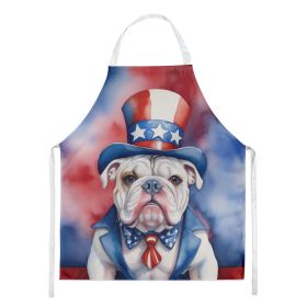English Bulldog Patriotic American Apron Cooking Kitchen Server Baking Crafts Gardening for Adult Women Men, Unisex, Large, Multicolor