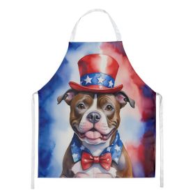 NEW Staffordshire Bull Terrier Patriotic American Apron Cooking Kitchen Server Baking Crafts Gardening for Adult Women Men, Unisex, Large, Multic
