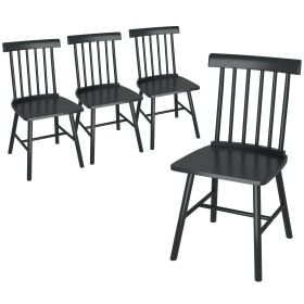 HOMCOM Dining Chairs Set of 4, Farmhouse Wood Kitchen Chairs with Rubber Wood Frame, Spindle Back for Dining Room, Black