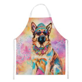 German Shepherd Hippie Dawg Apron Cooking Kitchen Server Baking Crafts Gardening for Adult Women Men, Unisex, Large, Multicolor (Default: Default)