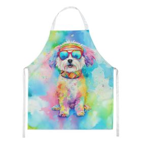 Bichon Frise Hippie Dawg Apron Cooking Kitchen Server Baking Crafts Gardening for Adult Women Men, Unisex, Large, Multicolor (Default: Default)