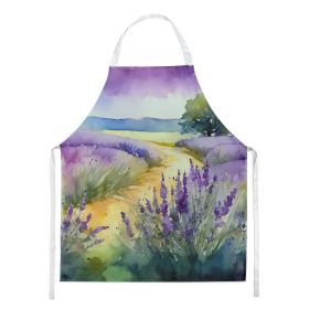 Lavender in Watercolor Apron Cooking Kitchen Server Baking Crafts Gardening for Adult Women Men, Unisex, Large, Multicolor (Default: Default)