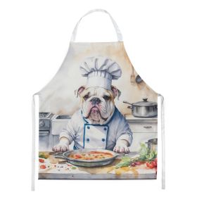 English Bulldog The Chef Apron Cooking Kitchen Server Baking Crafts Gardening for Adult Women Men, Unisex, Large, Multicolor (Default: Default)